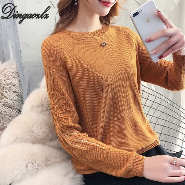 dingaozlz new style lace shirt woman knitted pullovers korean fashion clothing round collar embroidery long sleeve sweater, White;black
dingaozlz new style lace shirt woman knitted pullovers korean fashion clothing round collar embroidery long sleeve sweater, White;black
