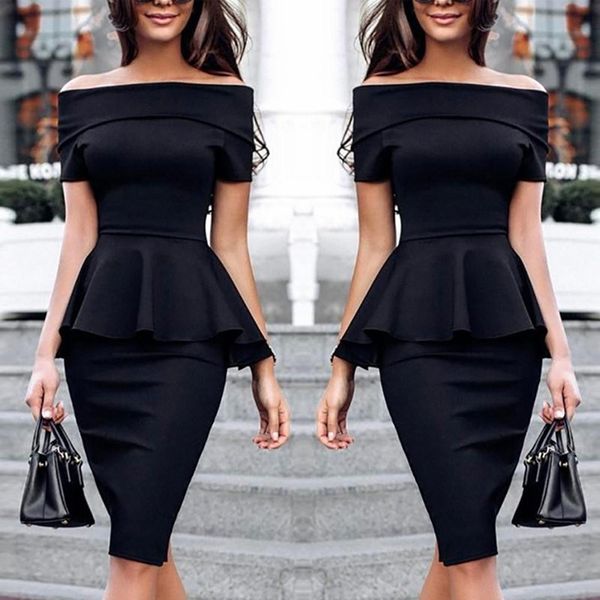 elegant short sleeve slash neck ruffles dress summer new professional office lady solid ruffles dress vestidos, Black;gray
elegant short sleeve slash neck ruffles dress summer new professional office lady solid ruffles dress vestidos, Black;gray