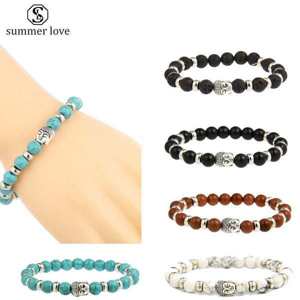 wholesale 8mm matte lava stone turquoise beads buddha head charm bracelet for women men elastic nature stone bracelet jewelry gift, Black
wholesale 8mm matte lava stone turquoise beads buddha head charm bracelet for women men elastic nature stone bracelet jewelry gift, Black