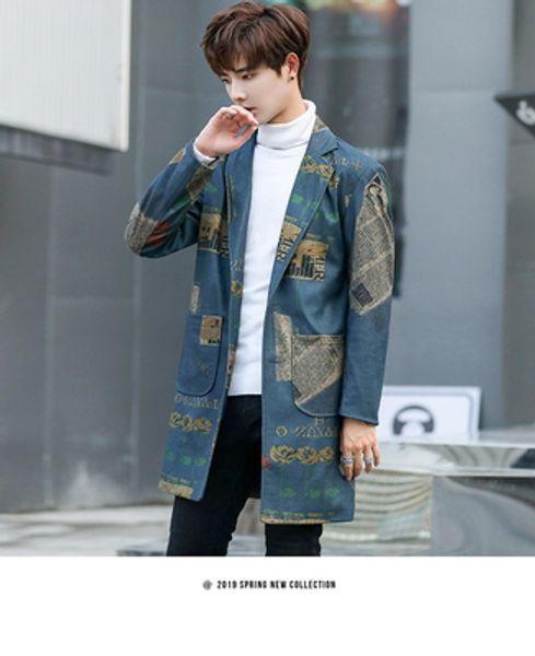2019 autumn fashion print men's windbreaker long section loose korean version of the trend of men's stitching trench coat, Tan;black
2019 autumn fashion print men's windbreaker long section loose korean version of the trend of men's stitching trench coat, Tan;black
