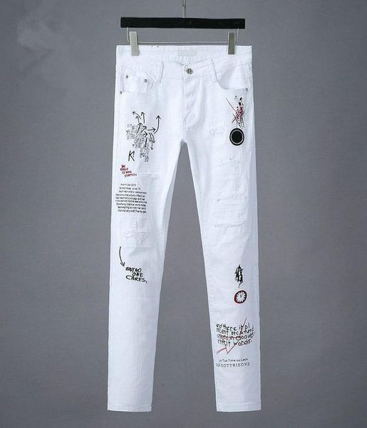 2019 new fashion mens designer brand white jeans skinny sweatpants hip hop denim pencil pants pockets trousers size 29-38, Blue
2019 new fashion mens designer brand white jeans skinny sweatpants hip hop denim pencil pants pockets trousers size 29-38, Blue