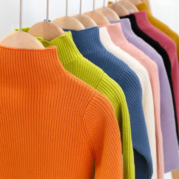 2020 boys' and girls' base sweater foreign-style baby knitted semi-turtleneck base pullover sweater pullover shirt tide, Blue