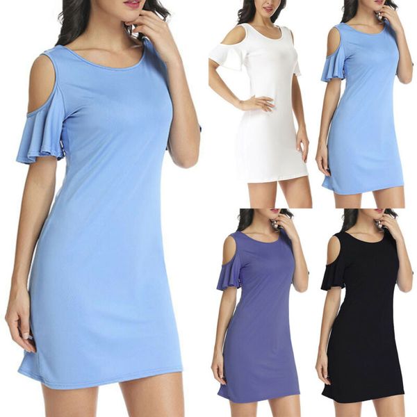 women summer off shoulder slim tunic dress beach party club casual mini sundress, Black;gray
women summer off shoulder slim tunic dress beach party club casual mini sundress, Black;gray