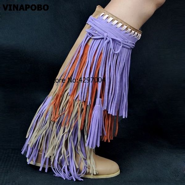 2019 stylish mixed colors tassels cross-tied lace up knee high boots height increasing wedge heel fringed flat motorcycle boots, Black
2019 stylish mixed colors tassels cross-tied lace up knee high boots height increasing wedge heel fringed flat motorcycle boots, Black