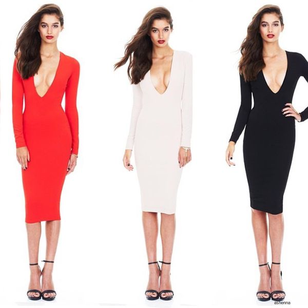 womens designer fashion dresslong sleeve v-neck tight hip dress 4 colors 3 yards4hri, Black;gray
womens designer fashion dresslong sleeve v-neck tight hip dress 4 colors 3 yards4hri, Black;gray
