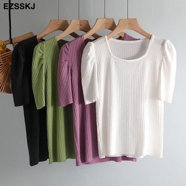 2020 slim puff sleeve t shirt women summer square neck short sleeve pleated knit t shirt solid color tee female top, White
2020 slim puff sleeve t shirt women summer square neck short sleeve pleated knit t shirt solid color tee female top, White