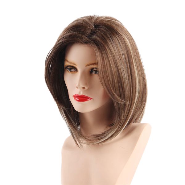 14 inch women side parting bob wig synthetic full hair for cosplay party mix brown+ wig cap, Black
14 inch women side parting bob wig synthetic full hair for cosplay party mix brown+ wig cap, Black