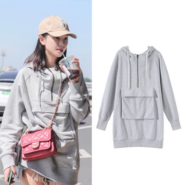 new delectable with big pockets long sleeves leisure coat loose bf wind letter printing female g0936 hooded fleece, Black
new delectable with big pockets long sleeves leisure coat loose bf wind letter printing female g0936 hooded fleece, Black