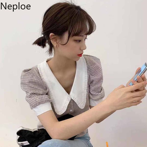 neploe plaid contrast color women blouse retro peter pan collar puff sleeve ldies shirts chic single breasted female 49703, White
neploe plaid contrast color women blouse retro peter pan collar puff sleeve ldies shirts chic single breasted female 49703, White