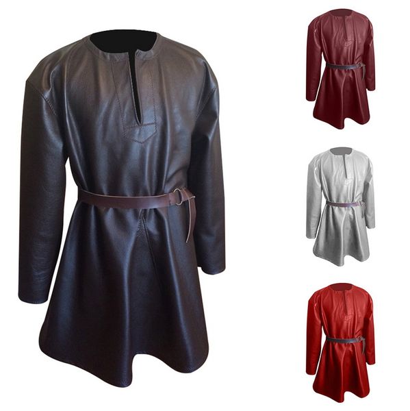 men steampunk pu jacket vintage gothic long leather coat retro medieval stage costume casual long sleeve outwear with belt 2019, Black
men steampunk pu jacket vintage gothic long leather coat retro medieval stage costume casual long sleeve outwear with belt 2019, Black