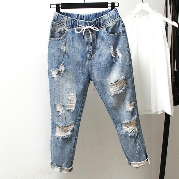 plus size ripped jeans women vintage casual ankle-length denim pants new 2020 korean style high waist boyfriend jeans p719, Blue
plus size ripped jeans women vintage casual ankle-length denim pants new 2020 korean style high waist boyfriend jeans p719, Blue
