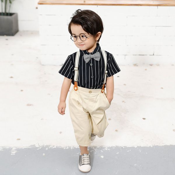1-6y summer formal baby kids boys clothes sets striped short sleeve shirts bow+solid overalls bib pants, White
1-6y summer formal baby kids boys clothes sets striped short sleeve shirts bow+solid overalls bib pants, White