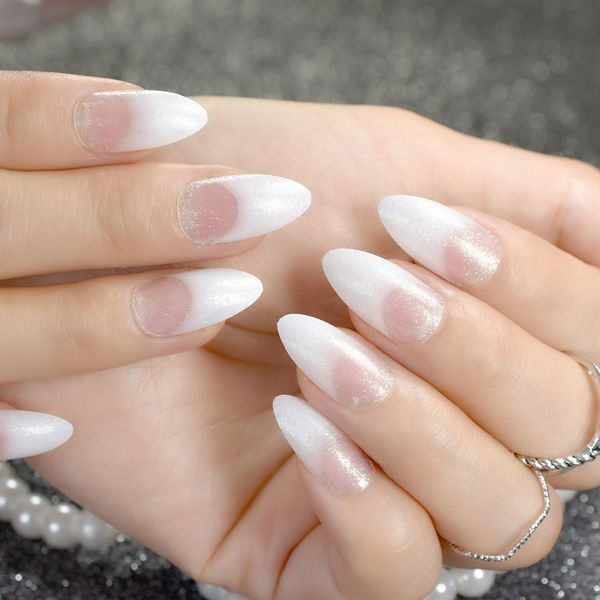 white french fake nails clear white with shimmer glitter pointed stiletto false nail art tips diy manicure nails, Red;gold
white french fake nails clear white with shimmer glitter pointed stiletto false nail art tips diy manicure nails, Red;gold