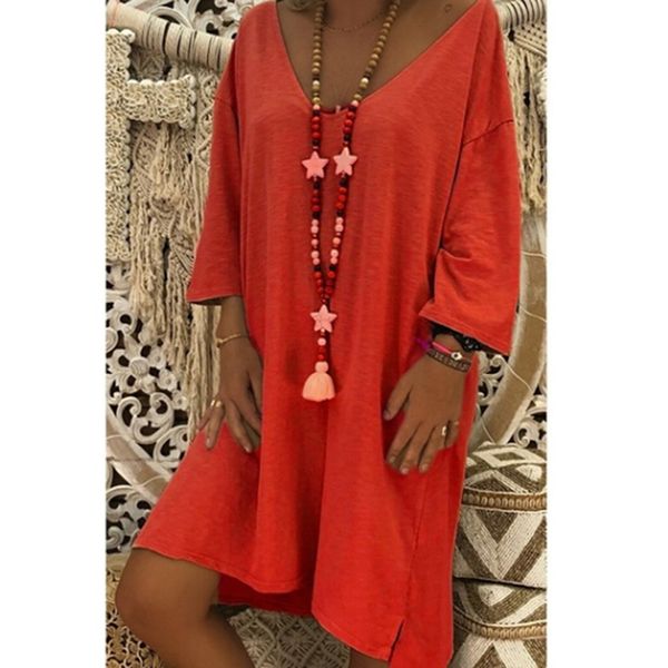 fashion casual v-neck irregular dress vestido women three quarter sleeve knee-length dresses loose robe femme, Black;gray
fashion casual v-neck irregular dress vestido women three quarter sleeve knee-length dresses loose robe femme, Black;gray