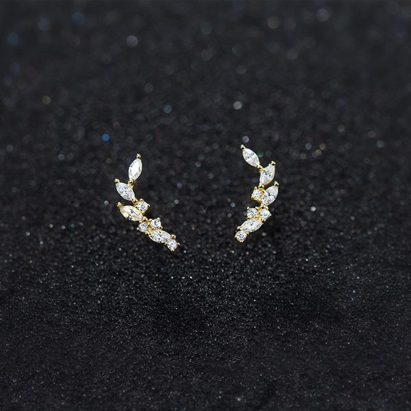 925 sterling silver korean fashion inlaid zirconia olive branch leaves stud earrings for women lady daughter jewelry, Golden;silver
925 sterling silver korean fashion inlaid zirconia olive branch leaves stud earrings for women lady daughter jewelry, Golden;silver