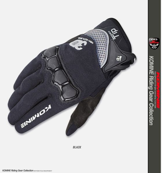 

komine gk-162 gk 162 3d protect mesh mx gloves motorcycle atv bike cycling sports touchscreen black gloves