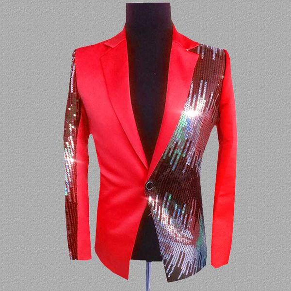 pyjtrl blazer men nightclub singer casual suit sequins blazers, White;black 
pyjtrl blazer men nightclub singer casual suit sequins blazers, White;black