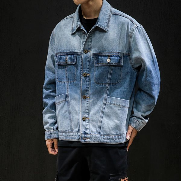 men blue denim jackets new fashion casual jean jackets men cotton loose denim coats multi-pocket jean coats, Black;brown
men blue denim jackets new fashion casual jean jackets men cotton loose denim coats multi-pocket jean coats, Black;brown