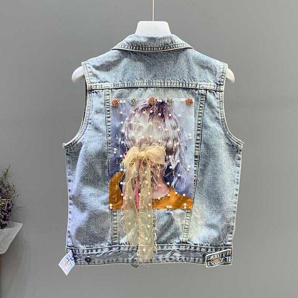 summer denim vest coat women new korean-style fashion beads holes denim waistcoat women's sleeveless waistcoat coat jacket, Black;white
summer denim vest coat women new korean-style fashion beads holes denim waistcoat women's sleeveless waistcoat coat jacket, Black;white