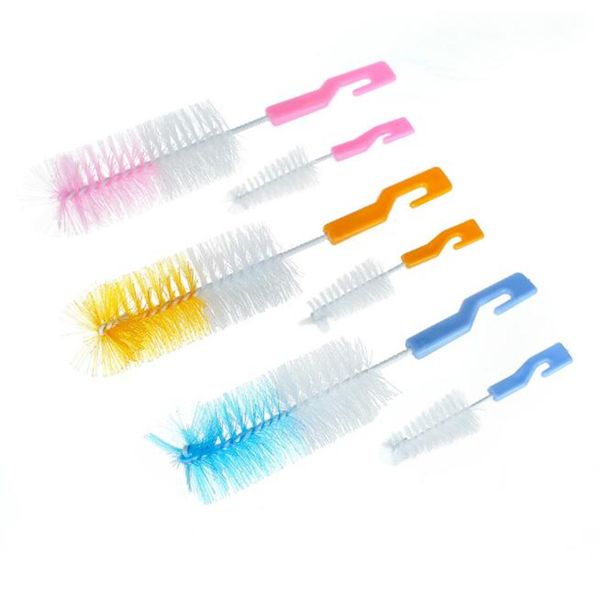 2 pcs long baby cup straw bottle brush with brushes cleaning sponge washing brush cleaner set small baby feeding bottle pacifier