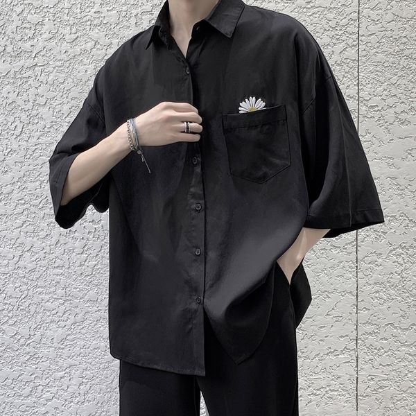 shirt men korean fashion half-sleeve shirts mens blouse black white streetwear clothes loose floral youth blouses button clothes, White;black
shirt men korean fashion half-sleeve shirts mens blouse black white streetwear clothes loose floral youth blouses button clothes, White;black