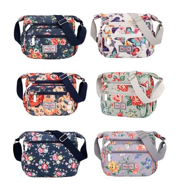 nylon shoulder bag casual floral pattern women crossbody messenger bags handbag