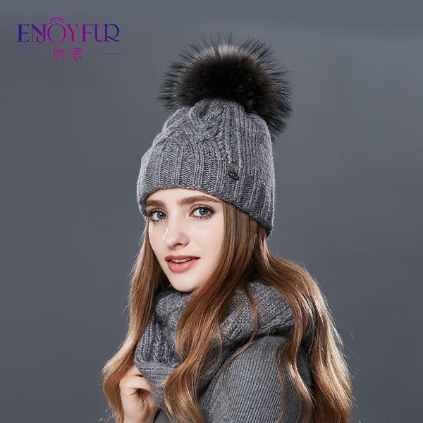 enjoyfur women's autumn winter scarf hat sets double layer thick warm fur pom pom hat and scarf beanies for lady caps of winter, Blue;gray
enjoyfur women's autumn winter scarf hat sets double layer thick warm fur pom pom hat and scarf beanies for lady caps of winter, Blue;gray