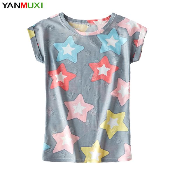 pentagram printed fruit print gray black pink red summer round neck hole decoration ladies t-shirt dropship, White
pentagram printed fruit print gray black pink red summer round neck hole decoration ladies t-shirt dropship, White