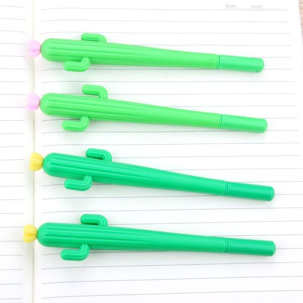 4 pcs korean creative cactus cute neutral pen students with black water pen kawaii school supplies