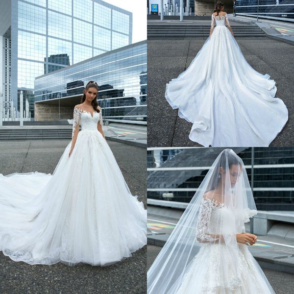 crystal design a line boho wedding dresses affordable lace appliqued sheer neck beach wedding dress sweep train long sleeve bridal gowns, White
crystal design a line boho wedding dresses affordable lace appliqued sheer neck beach wedding dress sweep train long sleeve bridal gowns, White