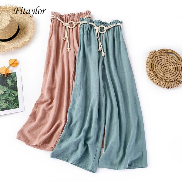 fitaylor summer high waist pants women cotton linen wide leg pants sash tie up full length female casual, Black;white
fitaylor summer high waist pants women cotton linen wide leg pants sash tie up full length female casual, Black;white