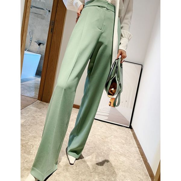 high-waisted 2020 spring wide leg pants long pants suit trousers, Black;white
high-waisted 2020 spring wide leg pants long pants suit trousers, Black;white