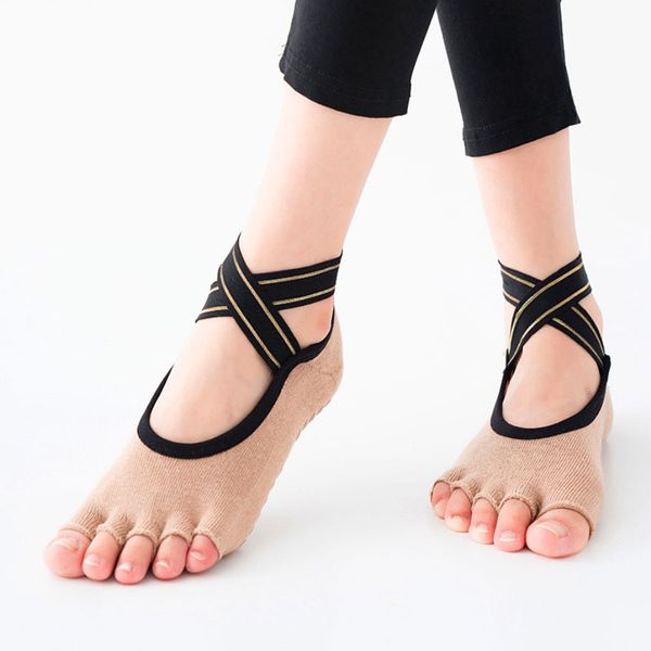 women gold wire cross strap yoga socks anti slip for girl gym fitness sports pilates 5 toe sock professional slippers dance, Black
women gold wire cross strap yoga socks anti slip for girl gym fitness sports pilates 5 toe sock professional slippers dance, Black