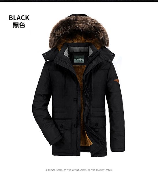2019 new winter cotton jacket male plus velvet thickening in the long section cotton jacket large size men's coat, Black
2019 new winter cotton jacket male plus velvet thickening in the long section cotton jacket large size men's coat, Black
