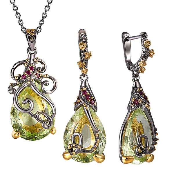 beautiful neaklace/earrings 2pc set big tea drop olivine stone jewelry sets color crystal party jewellery for women, Silver
beautiful neaklace/earrings 2pc set big tea drop olivine stone jewelry sets color crystal party jewellery for women, Silver