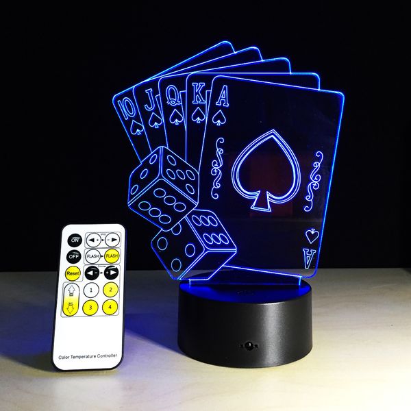 poker lamp 3d vision night light 7 colors changing remote touch switch led 3d lamp creative touch desklamps bar decoration
poker lamp 3d vision night light 7 colors changing remote touch switch led 3d lamp creative touch desklamps bar decoration