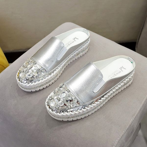 women rhinestone half slippers female 2020 new summer ladies soft bottom slides outdoor thick sole white shoes loafers, Black
women rhinestone half slippers female 2020 new summer ladies soft bottom slides outdoor thick sole white shoes loafers, Black