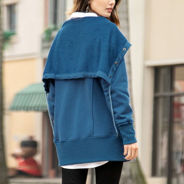 2019 woman winter coat casual four-button buckle decorative sweater coat shirt, Black
2019 woman winter coat casual four-button buckle decorative sweater coat shirt, Black