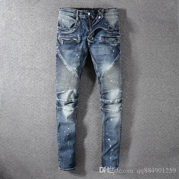 2019 jeans de designer pour hommes slim fit motorcycle biker denim for men fashion designer hip hop mens jeansmens designer pants, Blue
2019 jeans de designer pour hommes slim fit motorcycle biker denim for men fashion designer hip hop mens jeansmens designer pants, Blue