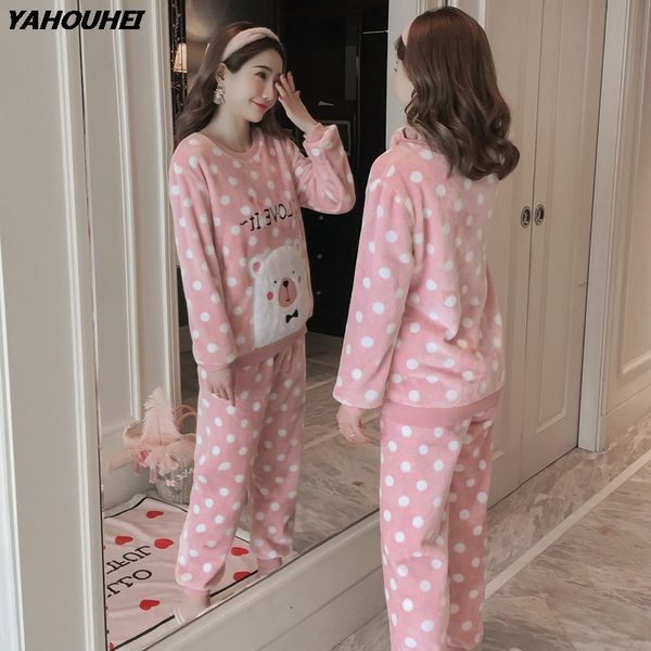 thick warm flannel pajama sets for women new winter long sleeve coral velvet pyjama girl polka dot pijama homewear home clothing, Blue;gray
thick warm flannel pajama sets for women new winter long sleeve coral velvet pyjama girl polka dot pijama homewear home clothing, Blue;gray