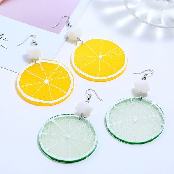 summer fruit resin fresh lemon orange slice drop earrings women acrylic fruit jewelry, Silver 
summer fruit resin fresh lemon orange slice drop earrings women acrylic fruit jewelry, Silver