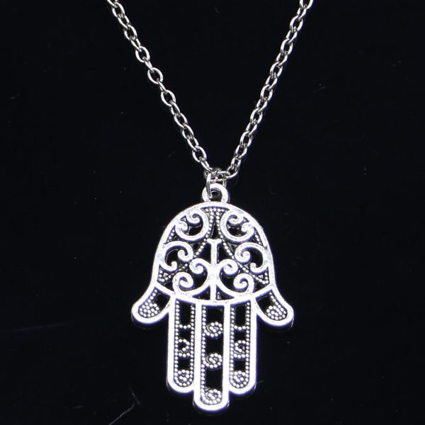 20pcs new fashion necklace 24x35mm hamsa palm hand protection silver pendants short long women men colar gift jewelry choker
20pcs new fashion necklace 24x35mm hamsa palm hand protection silver pendants short long women men colar gift jewelry choker