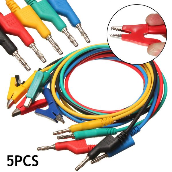 5pcs 1m 4mm silicone banana plug to crocodile alligator clip test probe lead wire cable
5pcs 1m 4mm silicone banana plug to crocodile alligator clip test probe lead wire cable