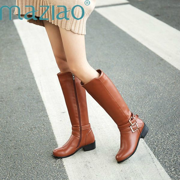large size 33-46 women knee high boots buckle with zip retro women's motorcycle boots thick fur warm winter snow maziao, Black
large size 33-46 women knee high boots buckle with zip retro women's motorcycle boots thick fur warm winter snow maziao, Black