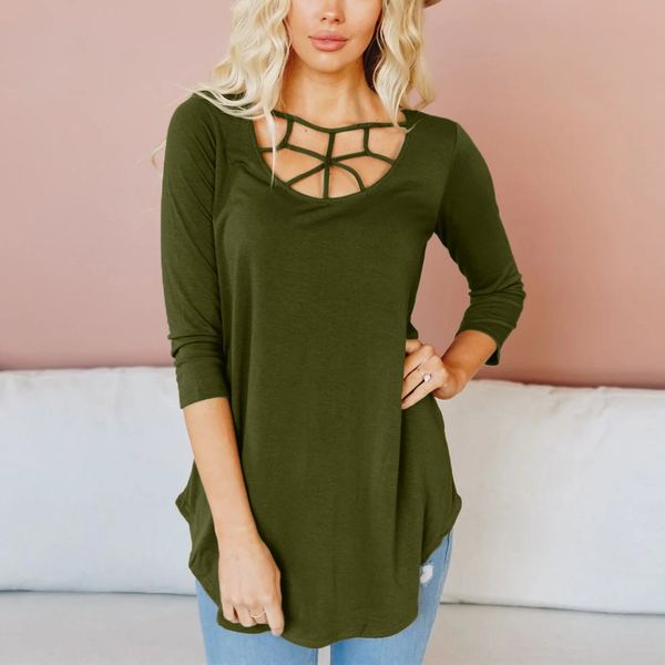 fashion bandage t-shirt tunic tshirt casual spring summer ladies o-neck solid female women 3/4 sleeve shirt blusas pullover, White
fashion bandage t-shirt tunic tshirt casual spring summer ladies o-neck solid female women 3/4 sleeve shirt blusas pullover, White