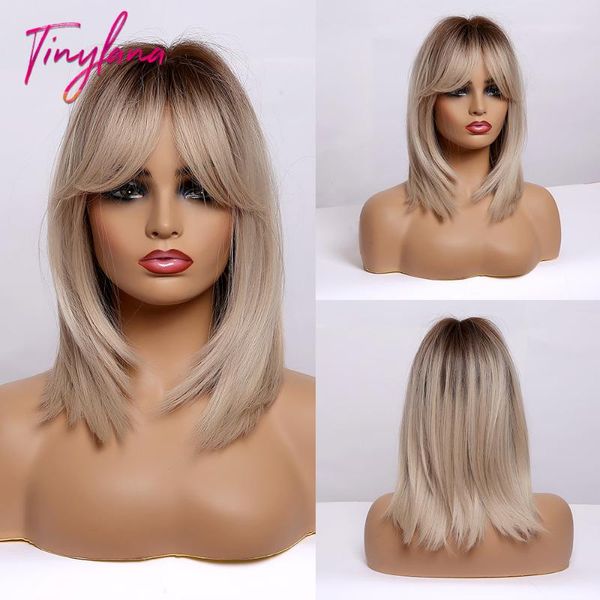 tiny lana medium straight bobo hair with bangs gradient color golden to brown for women natural synthetic wigs heat resistant, Black
tiny lana medium straight bobo hair with bangs gradient color golden to brown for women natural synthetic wigs heat resistant, Black