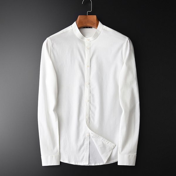 stand collar men shirts luxury lyocell fabric spring men shirt long sleeve plus size 4xl slim fit tencel mens dress shirt, White;black
stand collar men shirts luxury lyocell fabric spring men shirt long sleeve plus size 4xl slim fit tencel mens dress shirt, White;black