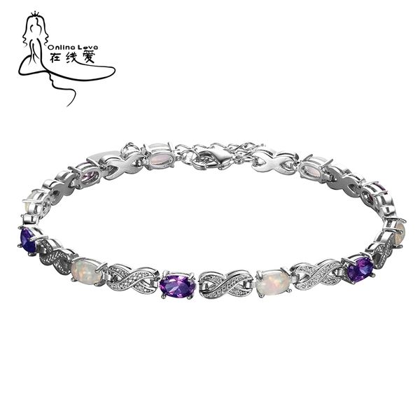2016 trendy fire opal gem purple stone silver charm bracelet for women elegant fine jewelry gift for lovers wedding sl082. t7190615, Black
2016 trendy fire opal gem purple stone silver charm bracelet for women elegant fine jewelry gift for lovers wedding sl082. t7190615, Black