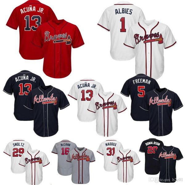 Men 13 Ronald Acuna Jr Custom Atlanta jersey Braves Greg 31 Maddux Brian 16 McCann 22 Nick Markakis 20 Josh Donaldson Baseball Jersey
Men 13 Ronald Acuna Jr Custom Atlanta jersey Braves Greg 31 Maddux Brian 16 McCann 22 Nick Markakis 20 Josh Donaldson Baseball Jersey