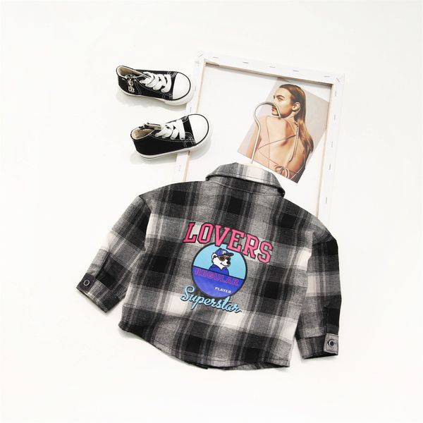 blouse for boys shirtsspring baby shirt cotton long-sleeved fashion plaid blouses cartoon girls clothes high quality, White;black
blouse for boys shirtsspring baby shirt cotton long-sleeved fashion plaid blouses cartoon girls clothes high quality, White;black